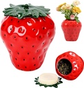Strawberry Shaped Jar with Lid, Strawberry Shaped Canister, Ceramic Strawberry Cookie Jar, Kitchen Spices Storage Porcelain Jar Candy Can for Tea Coffee Spices Nuts Sugar Sugar Vintage Decor(Red)