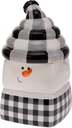 Boston International Christmas Cookie Jar Winter Holiday Kitchen Canister Container Treat Jars with Lid, 4.75" x 9", Joyous B&W Check Snowman
