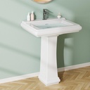 Rectangular Pedestal Sink, Bathroom Pedestal Sink 26 X 20 in White Ceramic Pedestal Bathroom Sink Overflow and 1 Faucet Hole