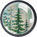 Woodland Forest Green Earth Tones Rustic Print Cabinet Dresser Knobs 4 Pcs Drawer Door Pull Handles for Kitchen Bathroom Unique Drawer Knobs