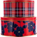 Draper James Cookie Tin Set for Treat Exchange and Gifting, Set of 2 Nesting Metal Boxes, Angie Plaid