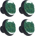 4 Pcs Marijuana Leaf Weed Green Glass Drawer Knobs Black Dresser Knobs Drawer Pulls Door Knobs Dresser Drawer Handles for Kitchen Wardrobe Cupboard Hardware Furniture