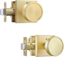 goldenwarm Interior Door Knob Gold, Zinc-Alloy Brushed Gold Privacy Door Knob Interior for Bedroom Bathroom, Heavy Duty Square Round Brass Doorknob - 2 Pack