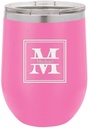 Executive Gift Shoppe | Split Monogram 12 Ounce Pink Insulated Stemless Wine Glass