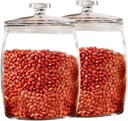 QUQUQ Food Storage Container 2 Pieces Glass Canister Cookie Candy Jar with Lid Food Storage Container Pantry Organizing Canister(18x26cm)