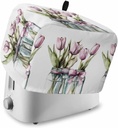 Purple Floral Toaster Cover 2 Slice, Kitchen Appliance Covers with Pocket & Loop, Spring Watercolor Bow Leaf in Vase Polyester Bread Machine Covers Dust & Fingerprint Protection