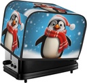 Christmas Funny Penguin 2 Slice Toaster Covers Dustproof Splash-Proof Bread Machine Cover Fingerprint Protectors Small Washable Kitchen Appliance Cover Universal Size