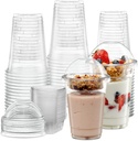 16 oz Plastic Parfait Cups with 4 oz Inserts & Lids 50 Sets 16 OZ Yogurt Containers