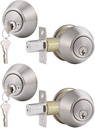 Gobrico Keyed Alike Double Cylinder Deadbolts Door Locks Satin Nickel Keyd Both Sides Door Locksets for Exterior Interior Door 2 Pack