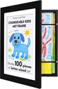 Americanflat Kids Artwork Frame Changeable (Black) - Magnetic Door Holds 100 Art Pieces - 8.5x11 Letter Size Display with Mat or 10x12.5 Without Mat - My Mini Masterpiece