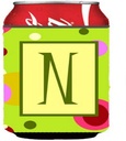 Caroline's Treasures CJ1010-NCC Letter N Monogram - Lime Green Can or Bottle Hugger Cooler Washable Drink Sleeve Collapsible Beverage Insulated Holder, Can Hugger, Multicolor
