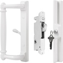 House Guard White Patio Door Handle Set with Cylinder Lock,Suitable for Replacement Sliding Patio Doors Lock 3-15/16”Screw Hole Spacing.Choices 20002Series Patio Glass Sliding Door.
