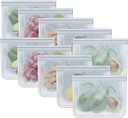 RLAVBL 10 Pack Quart Freezer Bags, Reusable Food Storage Bags for Vegetable, Liquid, Snack, Meat, Sandwich, 8.46x7.28 Inch