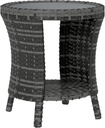 Outsunny 18" Outdoor Wicker Coffee Table, 2-Tier Patio Side Table with Storage, PE Rattan Outdoor Coffee Table with Composite Wood Top, Steel Frame for Garden Backyard Balcony, Gray