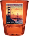 R and R Imports San Francisco California Design B Souvenir Full Color 2oz Shot Glass Orange 2-Pack