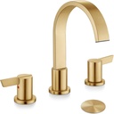Midanya 8 inch Widespread Bathroom Sink Faucet,Waterfall 3 Holes 2 Handles Bathroom Faucet Modern 8" Vanity Faucets with Pop Up Drain and Water Supply Lines,Gold