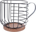Coffee Capsule Storage Basket Cup Shape Black Iron and Pine Coffee Pod Holder Large Capacity Modern Decor for Coffee Bar Counter