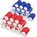 2 PCS Soda Can Organizer for Refrigerator & Pantry, Double Space Saving Auto-Rolling Stacking Can Dispenser, Fits Skinny/Standard/Tall Cans, Clear Fridge Can Holder Storage for Kitchen, Office