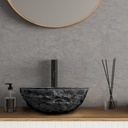Cameron Unique Natural Stone Vessel Sink for Bathroom Decor - Handcrafted Basalt Sink, Stone Sinks .For Stylish Bathroom and Washroom, Naturally-Varied Design, Easy to Clean, Durable