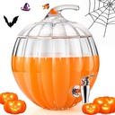 Uiifan 1.7 Gallon Glass Pumpkin Drink Dispenser Jar for Fall Halloween Thanksgiving Party Decor, Pumpkin Fall Candy Dish, Punch Bowl, Pitcher, Glass Drink Dispenser with Lid, Trick or Treat Jar
