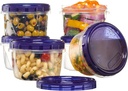 PLASTICPRO 6 Pack Twist Cap Food Storage Containers with Blue Screw on Lid- 16 oz Reusable Meal Prep Containers - Freezer and Microwave Safe Blue Plastic Food Storage