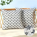 Outdoor Pillow Covers 16x16 Set of 2 Boho Black Floral Accent Print Decorative Throw Pillow Cases for Outdoor Waterproof Patio Furniture Garden Porch Sofa Bed Cushion Covers Home Decor JB005-A16