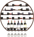 Vintage Decorative Modern Black/Gold Metal Round Wall Mounted Bar Wine Cellar Kitchen Storage Display (Color : Bronze, Size : 100x95cm)