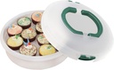 10 Inch Portable Pie Carrier with Lid and Tray 3-In-1 Round Cupcake Container Egg Holder Muffin Tart Cookie Keeper Food -Thanksgiving&Christmas Party Containe(Green)