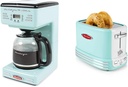 Nostalgia Retro 12-Cup Programmable Coffee Maker + Wide 2-Slice Toaster, Vintage Design