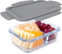 Bentgo® Glass Snack - Leak-Proof Bento-Style Snack Container with Airtight Lid and Divided 2-Compartment Design - 1.75 Cup Capacity for Meal Prepping, and Portion-Controlled Snacking (Gray)
