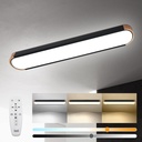 EDISLIVE Dimmable LED Ceiling Light with Remote Control 37.4in 3000K-6000K Minimalist Modern Wood Flush Mount Ceiling Light Low Profile Light Fixture Black