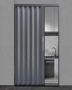Gray Aluminum Accordion Door Custom Size, Folding Door Interior with Lock, 80 in High Magnetic Closet Door for Doorway Bedroom Basement Garage(90x203cm(35.4x80in))