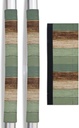 Vintage Green Brown Refrigerator Door Handle Covers Set of 2, Keep Kitchen Appliance Clean from Smudges, Fingerprint, Drips, Rustic Barn Teal Wood Stripes Decor Protector for Fridge