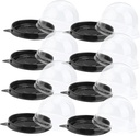 PRETYZOOM Round Egg Yolk Crisp Box 50-Piece Plastic Dessert Storage Container Lid Black for Cakes and Puddings for Parties and Events