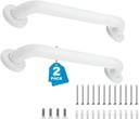 2 Pack 12 Inch Grab Bars for Bathtubs and Showers, Handicap Grab Bars, Anti Slip Shower Handles for Elderly, Safety Grab Bar, Stainless Steel, White