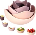 Notakia Salad Decorative Bowls Lotus Shaped Pasta Bowls Dishwasher Safe, Unique Angled Ceramic Bowls for Salad, Pasta, Soup, Rice, Prep, Ideal for Restaurant (Purple 5 Packs)