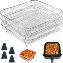 BYKITCHEN 8 inch Square Air Fryer Rack, 3pcs Stackable Stainless Steel Dehydrator Rack with Silicon Feet, Square Air Fryer Accessories for Cosori, Instant Vortex, Ninja Pro XL 6.5 QT AF181 & More
