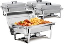 SUPER DEAL 4 Pack 9QT Food Warmer, Rectangular Chafing Dish Buffet Set w/Foldable Frame Legs, Stainless Steel Full Size Chafer Dish for Parties
