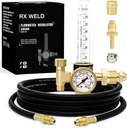 RX WELD Argon Regulator Flowmeter Gas Gauge for Mig Tig Weld with Gas Welding Hose