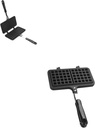 Agatige Cast Aluminum Stovetop Waffle Maker, 8.4 Inches Non Stick Dual Head Camping Waffle Baking Pan Tool for Family Breakfast Snacks Dessert Mold Press Plate