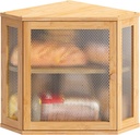 Corner Bread Box Kitchen Countertop Extra Large Capacity Farmhouse Bread Box, Corner Countertop Storage, Double Layer Bread Holder (Natural, Large)