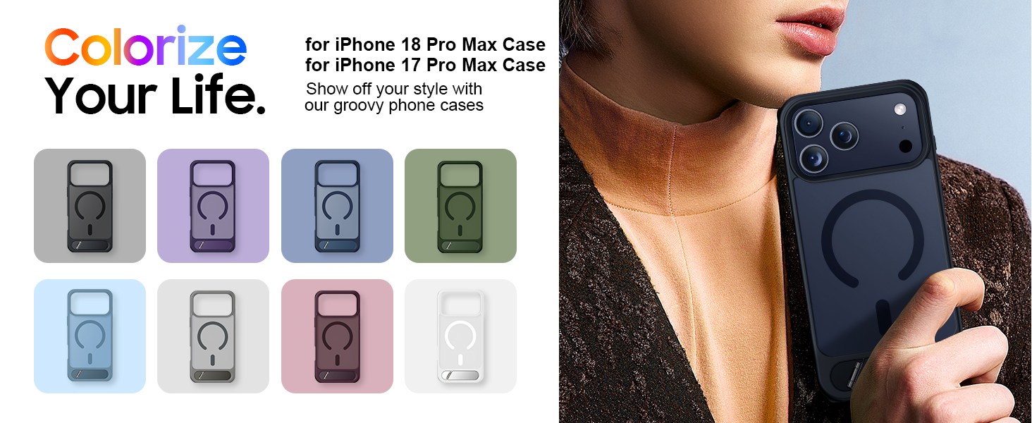 Temdan Magnetic for iPhone 18 Pro Max Case/iPhone 17 Pro Max Case Stand