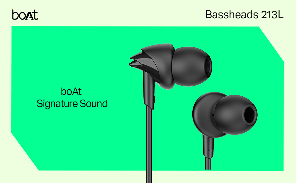 boAt Bassheads 213L, 10mm Drivers, Signature Sound, in-Line Microphone, Integrated Controls, 3.5mm L-Shaped Connector & 120cm Braided Cable Wired Earphones with Mic (Active White)