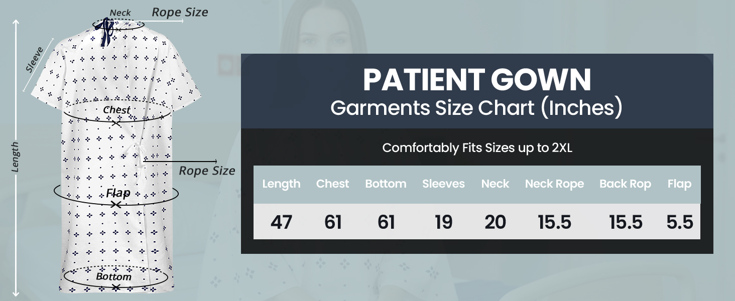 Utopia Care Hospital Gowns Back-Tie Patient Gowns Men Women Fits up to 2XL