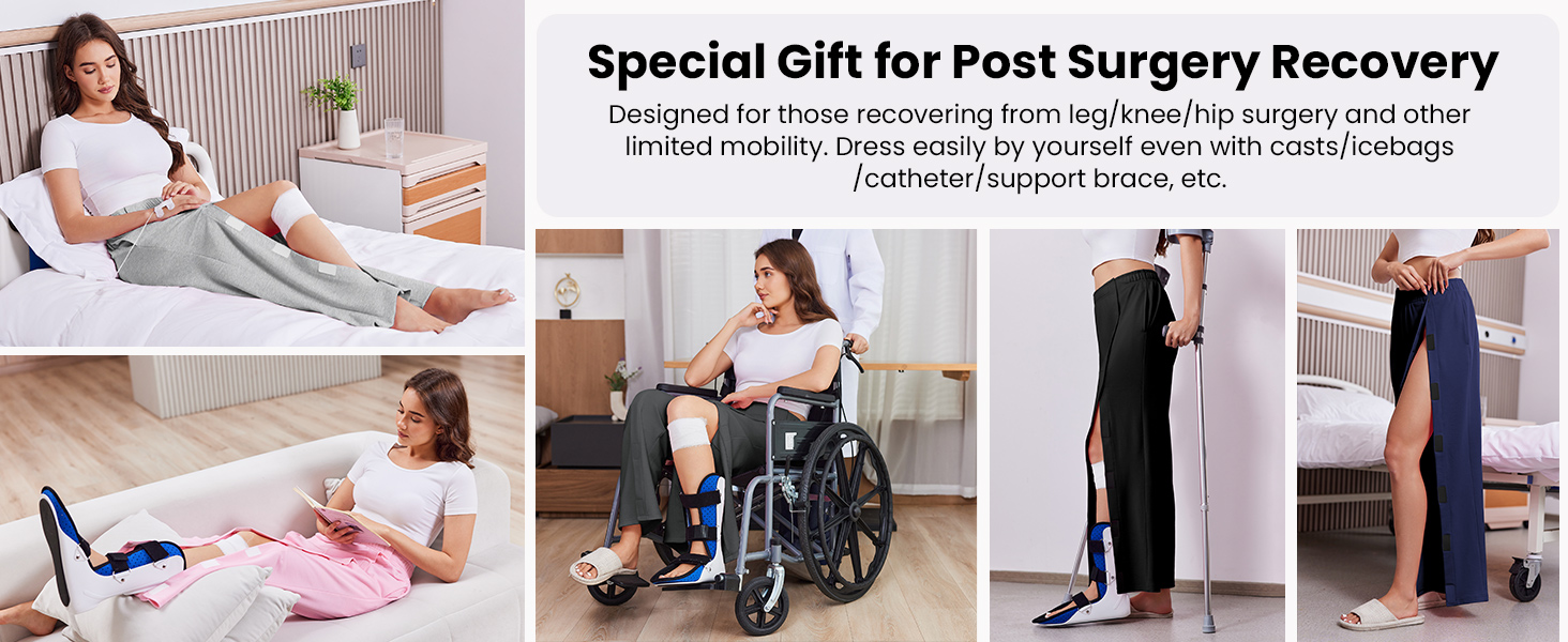 Deyeek Tear Away Pants for Women Post Knee Hip Leg Surgery Recovery Pants