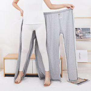 WEEOATAR Unisex Patient Pants,Bedridden Patient Clothing,Disability Clothing with Zippers,Hospital Gowns Nursing Aid