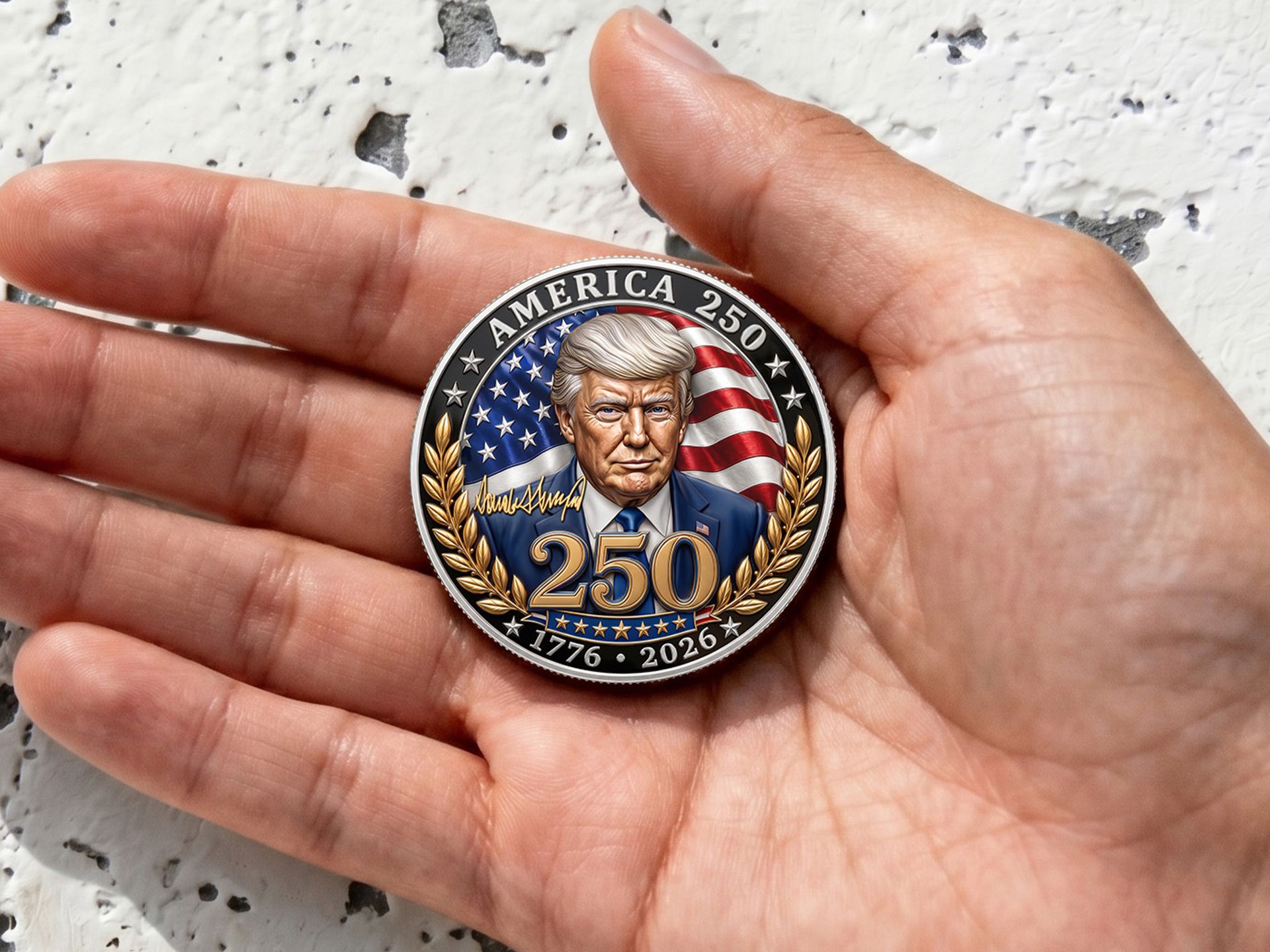 Donald Trump America 250 Challenge Coin, 1776-2026 Collectible Keepsake