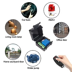 ROBOWAY 433Mhz Universal Wireless Remote Control with Fan/Water Motor/Door Lock-Unlock.. DC 12V 1CH RF Relay Receiver Module with Transmitters (1 Remote and 1 Receiver)