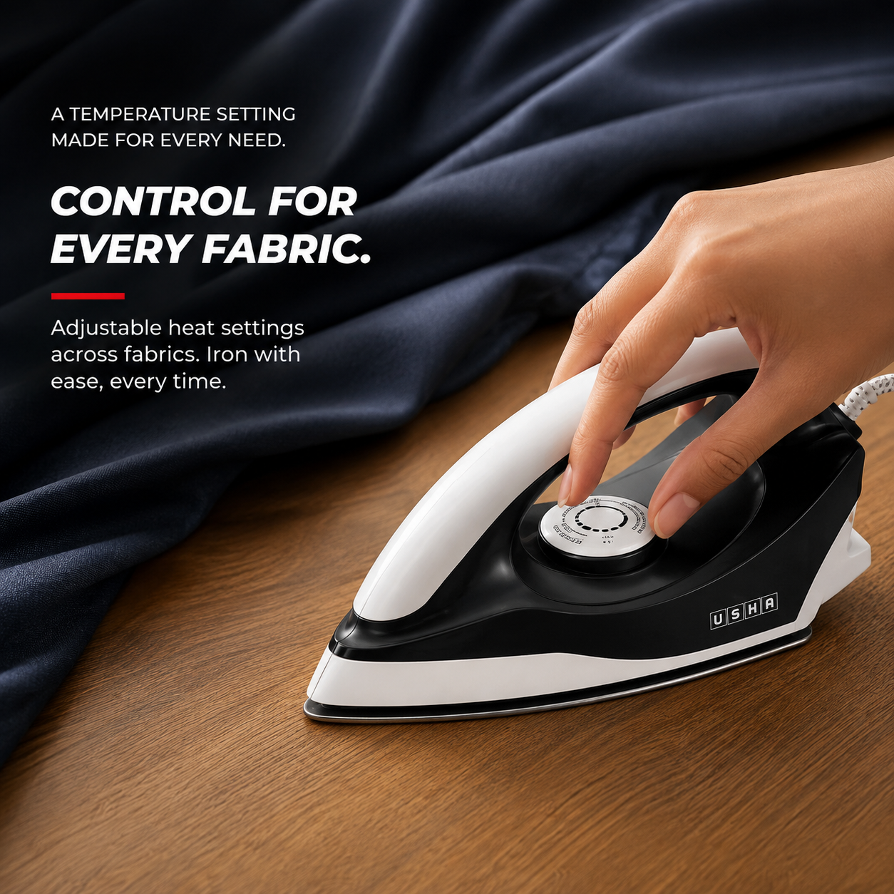 USHA Plastic Usha Aurora 1000Watt Dry Iron with Innovative Tail Light Indicator|Black Non Stick Soleplate for Longer Durability|Overheat Safety Shutoff|2 Years Warranty|(Grey & White),1000 Watts