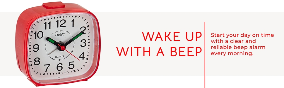 Orpat Plastic Beep Alarm Analog Clock (Red, Small, 7.18 cm x 3.3 cm x 6.8 cm) TBB-137